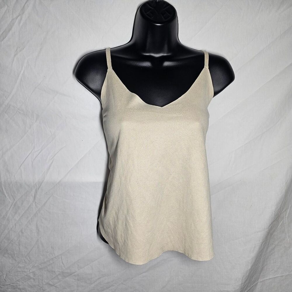 Vintage y2k cream vegan suede v neck flowy cami